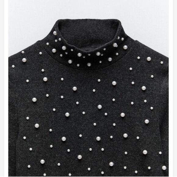 Zara Soft Feel Pearl Sweatshirt Size Small - Picture 6 of 9